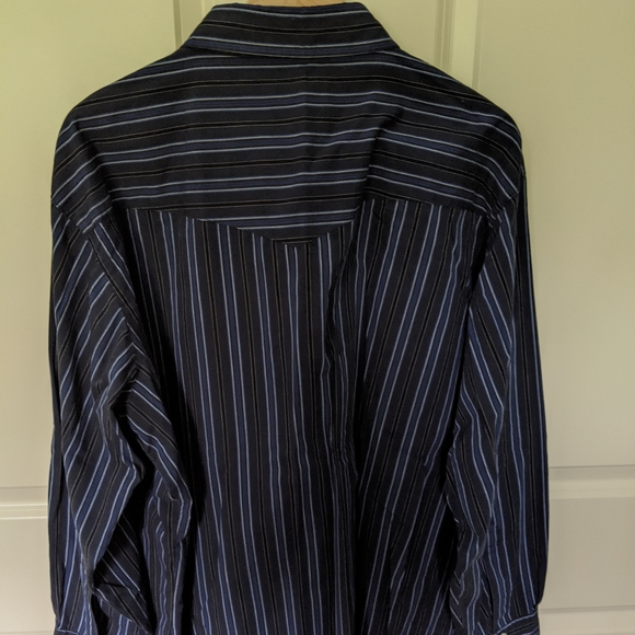 👣Bit & Bridle Black and Blue Striped Western Shirt - Picture 3 of 3